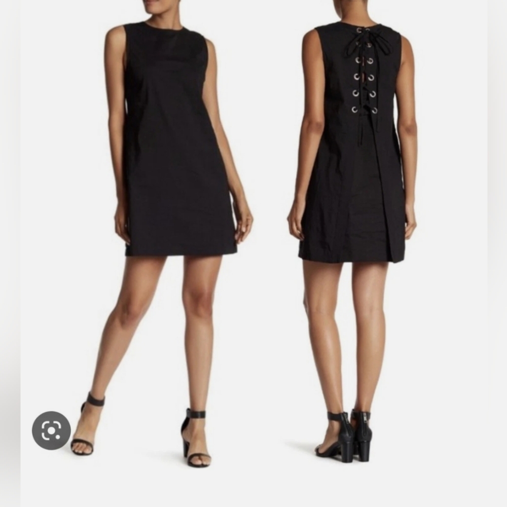 Theory Black Grommet Midi Dress - Picture 3 of 10